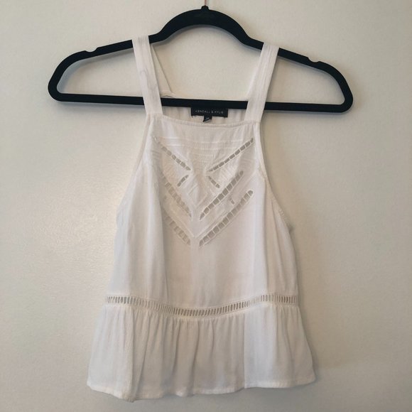 Kendall & Kylie Sleeveless Cropped Blouse in White Size XS - Picture 4 of 8